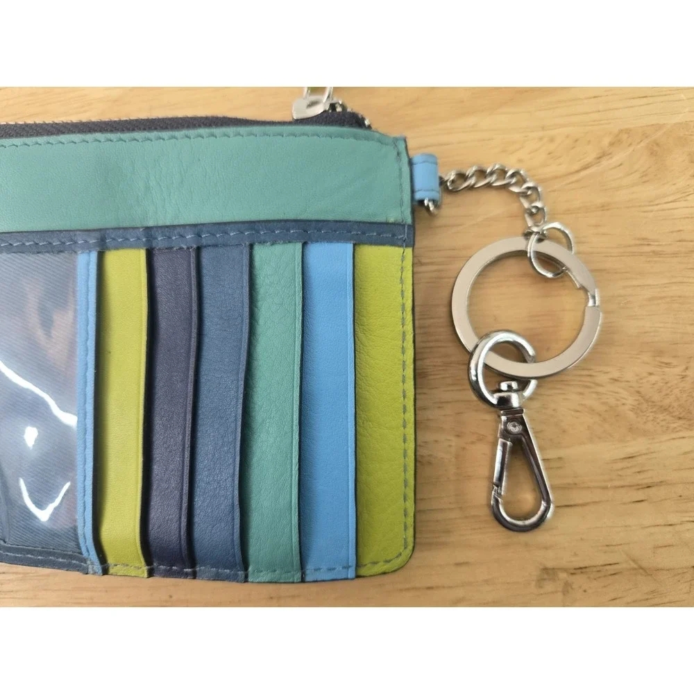 ILI New York‎ Genuine Leather Keychain Zip ID Card Case With RFID